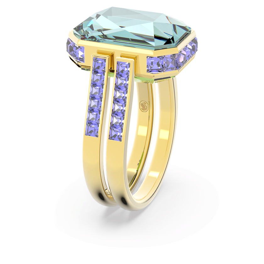 swarovski خاتم chroma، قطع مثمن، ألوان متعددة، طلاء بلون ذهبي