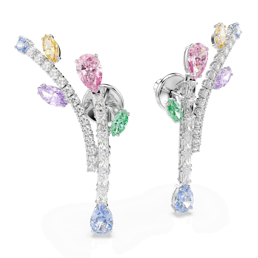 أقراط متدلية ariana grande x swarovski، قطع متنوع، ألوان متعددة، طلاء روديوم
