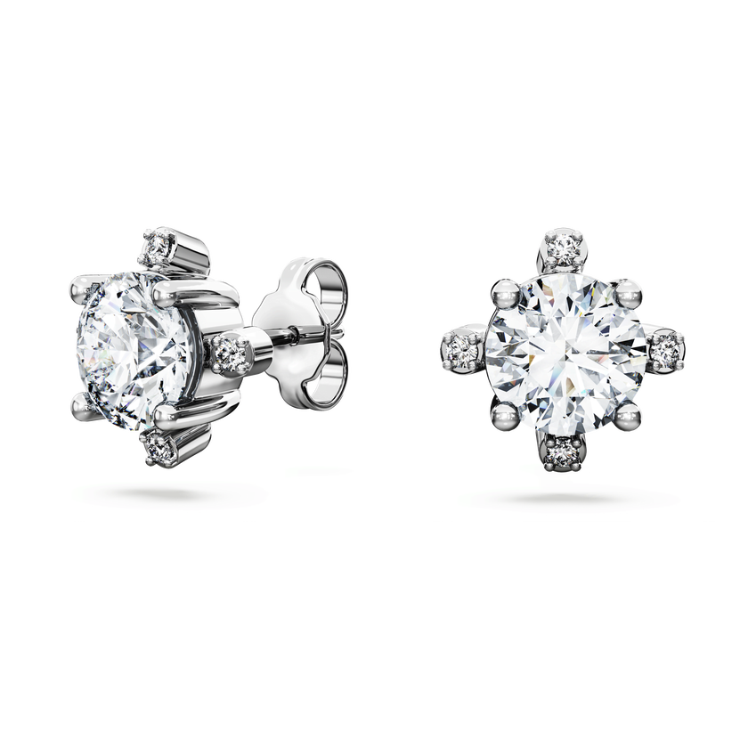 swarovski أقراط دبوسية galaxy، ألماس مُصنع في المختبر بإجمالي 2 1 قيراط، شكل دائري، ذهب أبيض عيار 18