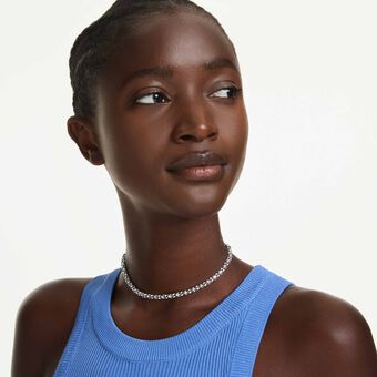 swarovski dextera necklace  round cut  white  stainless steel