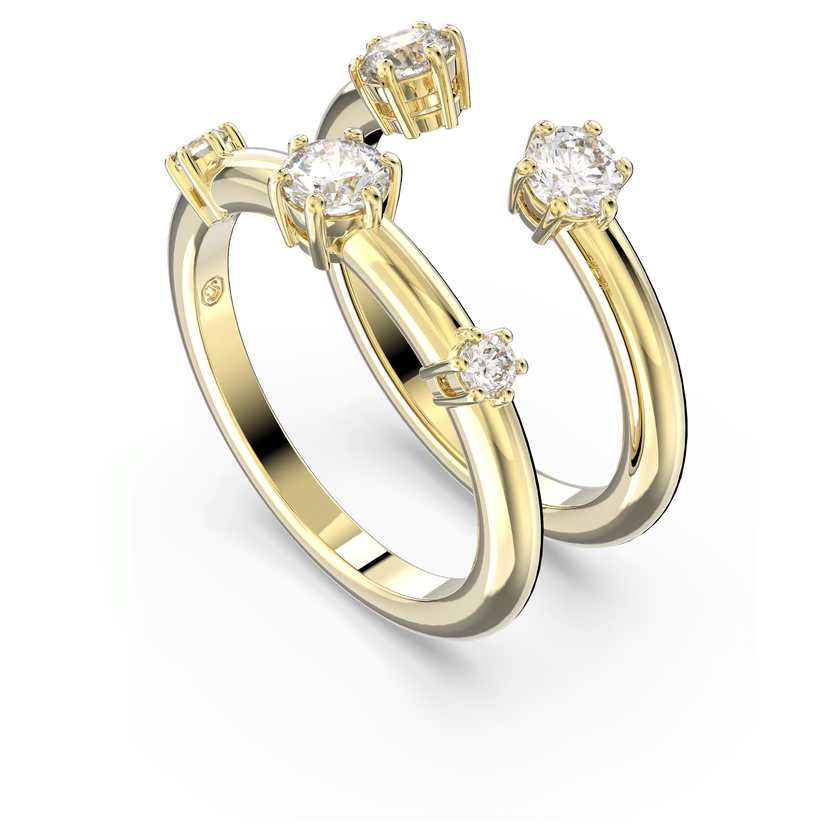swarovski خاتم constella، طقم من قطعتين، قطع مُستدير، لون أبيض، لمسة نهائية من الذهب عيار 18 قيراط
