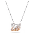 swarovski قلادة iconic swan بحلية متدلية، صغيرة، متعددة الألوان، طلاء روديوم