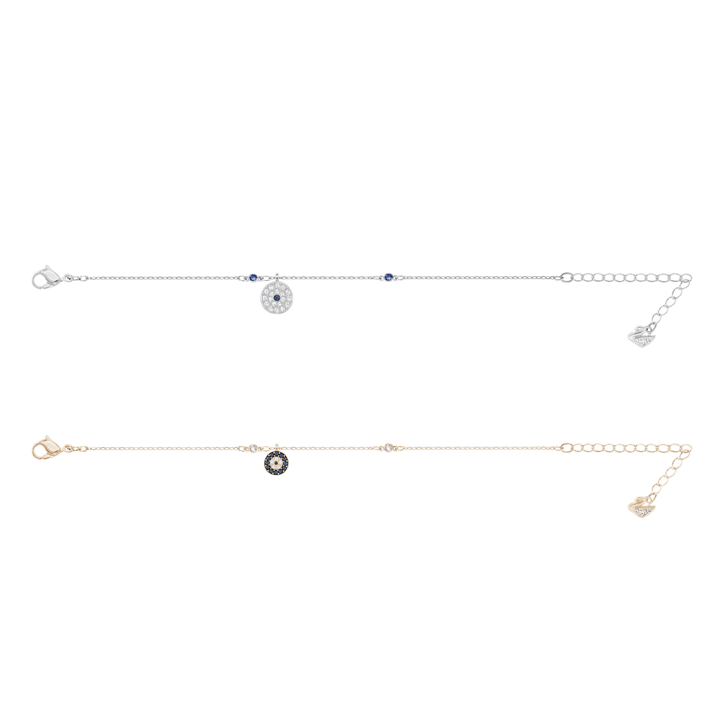 swarovski سوار crystal wishes، طقم  2 ، على شكل عين الحسود، لون أزرق، لمسة نهائية من معادن مختلطة