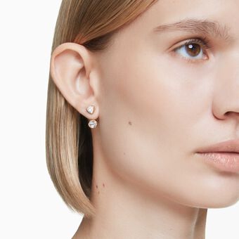 swarovski أقراط بحلية خلفية imber، تصميم غير متماثل، قطع متنوع، لون أبيض، طلاء باللون الذهبي