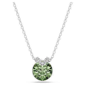 swarovski قلادة bella على شكل حرف v، قطع مستدير، لون أبيض، طلاء روديوم