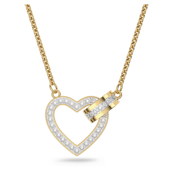 swarovski عقد lovely، شكل قلب، لون أبيض، لمسة نهائية من الذهب عيار 18 قيراط
