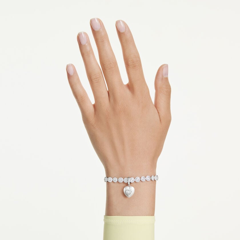swarovski تعليقة idyllia، قطع متنوع، طلاء بلون اللؤلؤ، شكل قلب، لون أبيض، طلاء روديوم