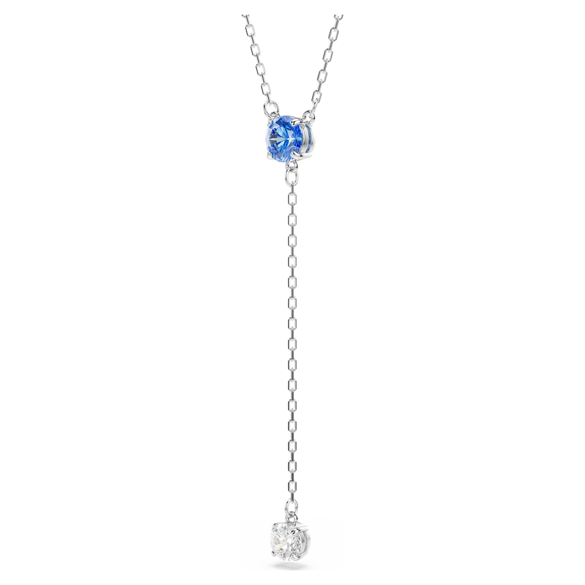 swarovski عقد على شكل حرف y من عائلة stilla attract، قطع مستدير، لون أزرق، طلاء روديوم