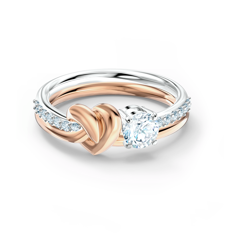 swarovski خاتم lifelong على شكل قلب، لون أبيض، لمسة نهائية من معادن مختلطة