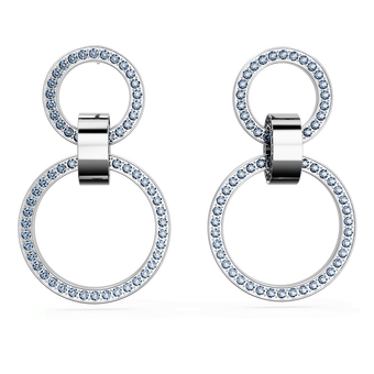 swarovski أقراط solitaire للأذن المثقوبة، لون أبيض، طلاء روديوم