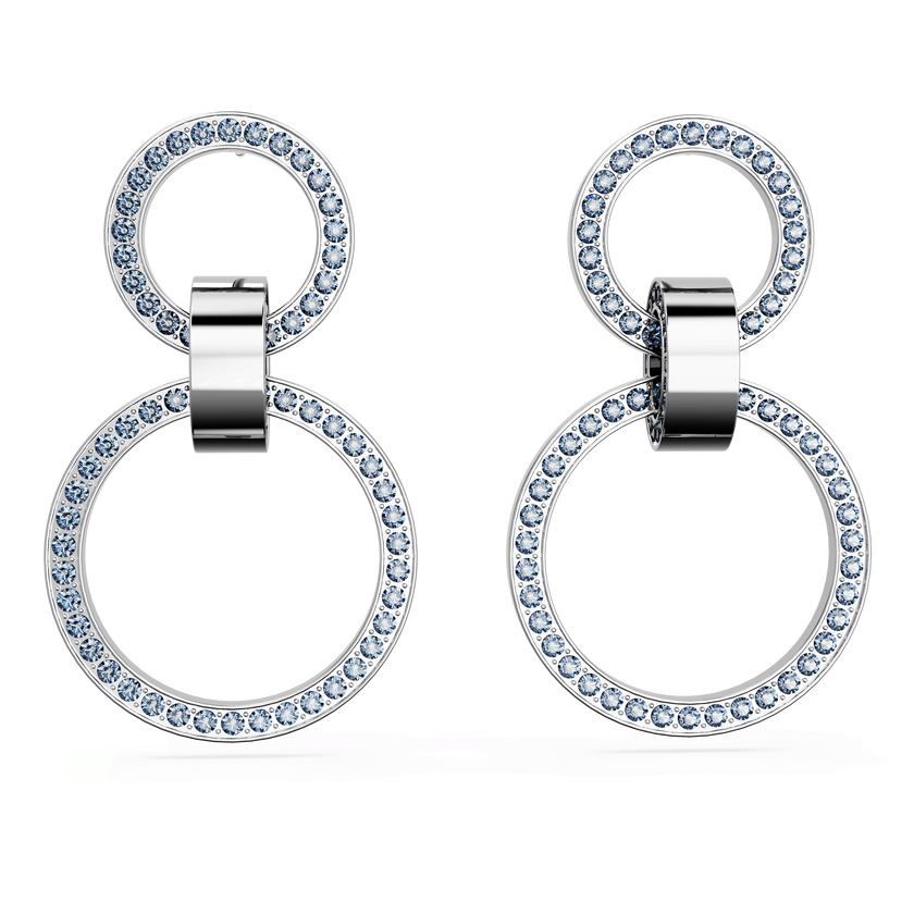 swarovski أقراط solitaire للأذن المثقوبة، لون أبيض، طلاء روديوم
