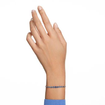 swarovski سوار emily، قطع مستدير متنوع، لون أزرق، طلاء روديوم