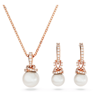 swarovski طقم originally، لون أبيض، طلاء بلون ذهبي وردي