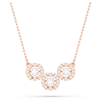 swarovski عقد una، قطع مستدير، لون أبيض، طلاء باللون الذهبي الوردي