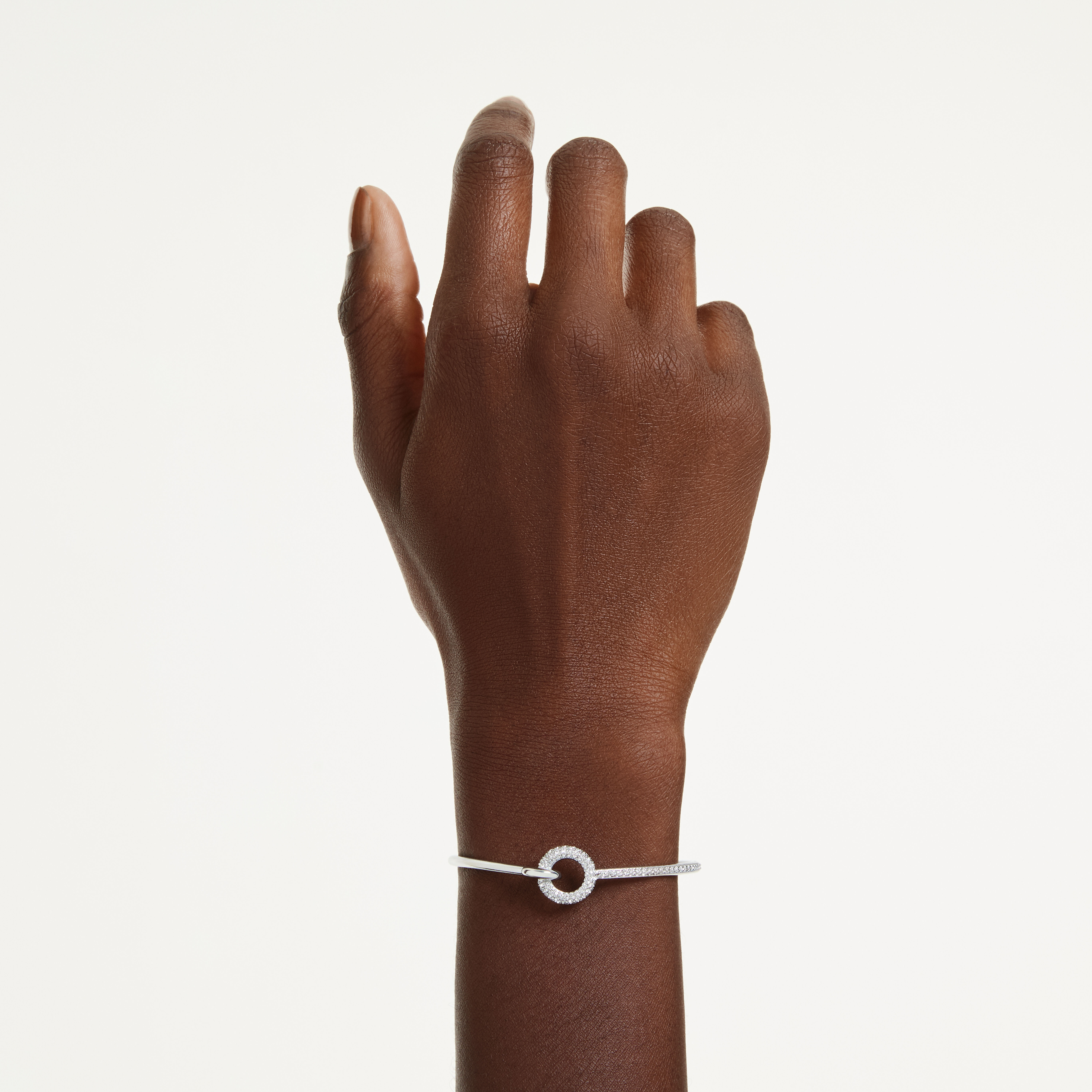 swarovski سوار dextera، قطع مستدير، لون أبيض، طلاء روديوم