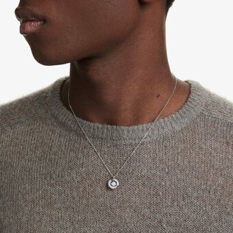 swarovski قلادة dextera، قطع مُستدير، لون أبيض، طلاء روديوم