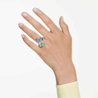 swarovski خاتم مفتوح gema، قطع متنوع، ألوان متعددة، طلاء باللون الذهبي