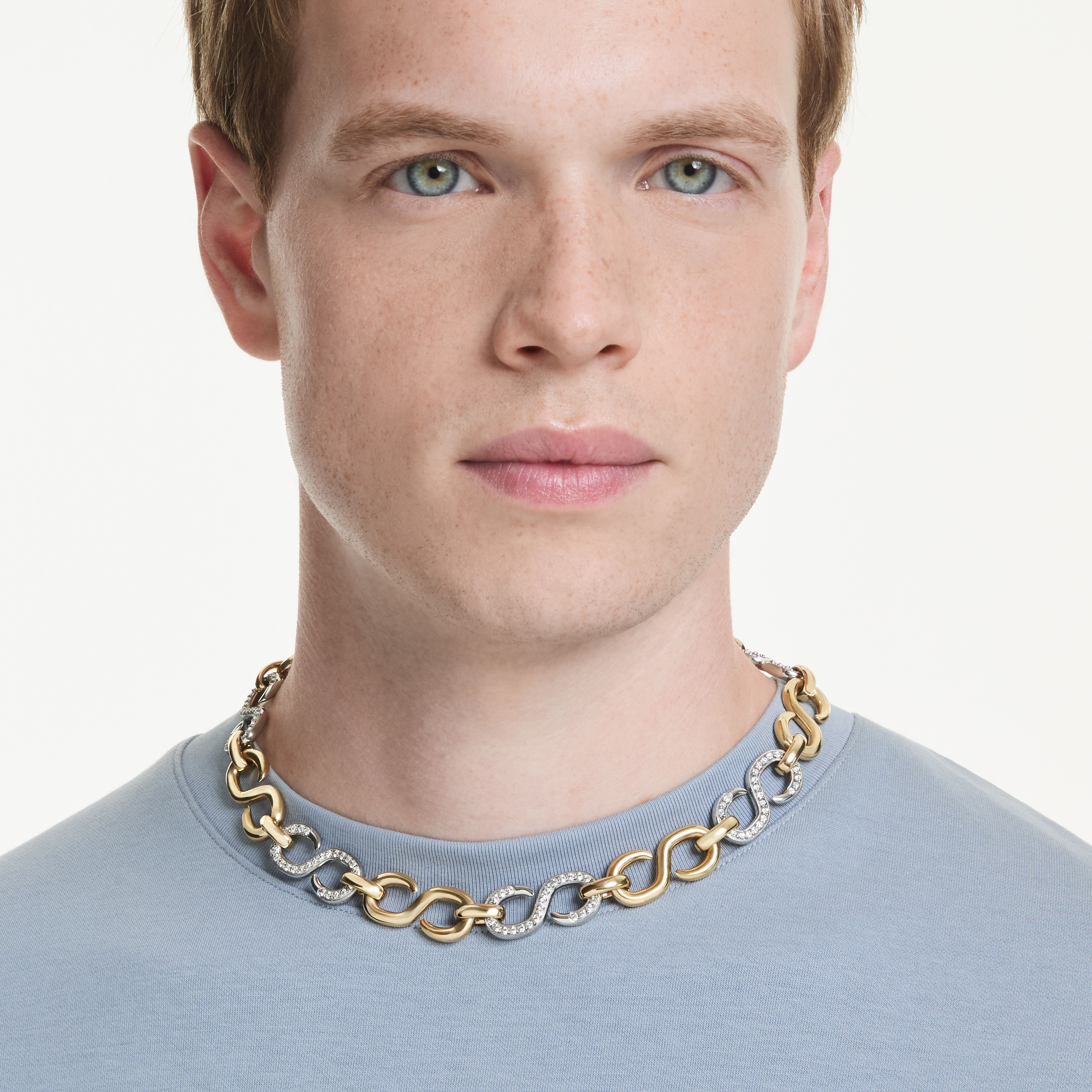 swarovski عقد dextera، قطع مستدير، سلسلة، لون أبيض، لمسة نهائية من معادن مختلطة