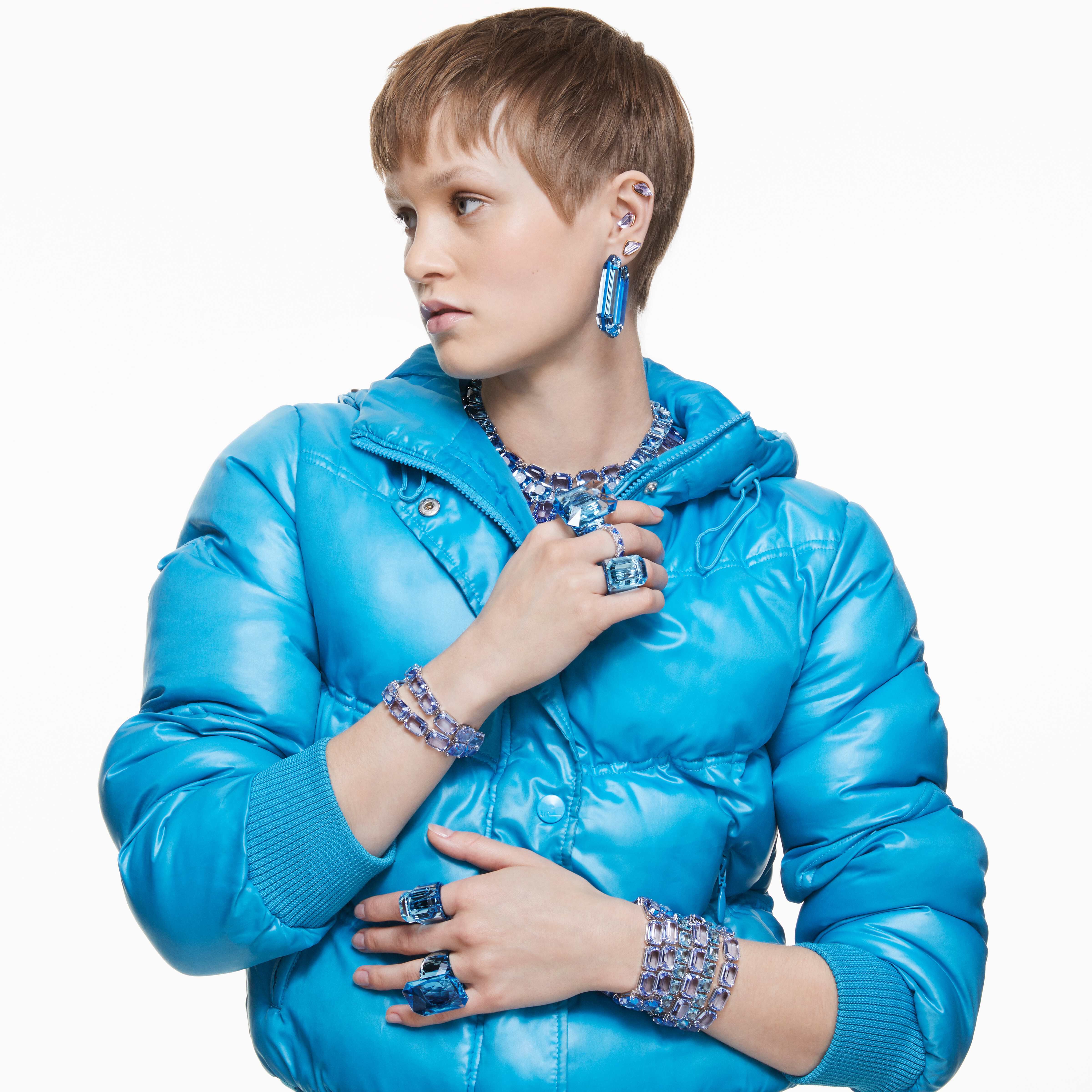 swarovski خاتم كوكتيل lucent، قطع مثمن، لون أزرق