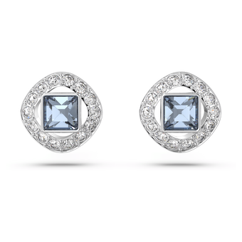 swarovski أقراط angelic دبوسية، قطع مربع، لون أزرق، طلاء روديوم