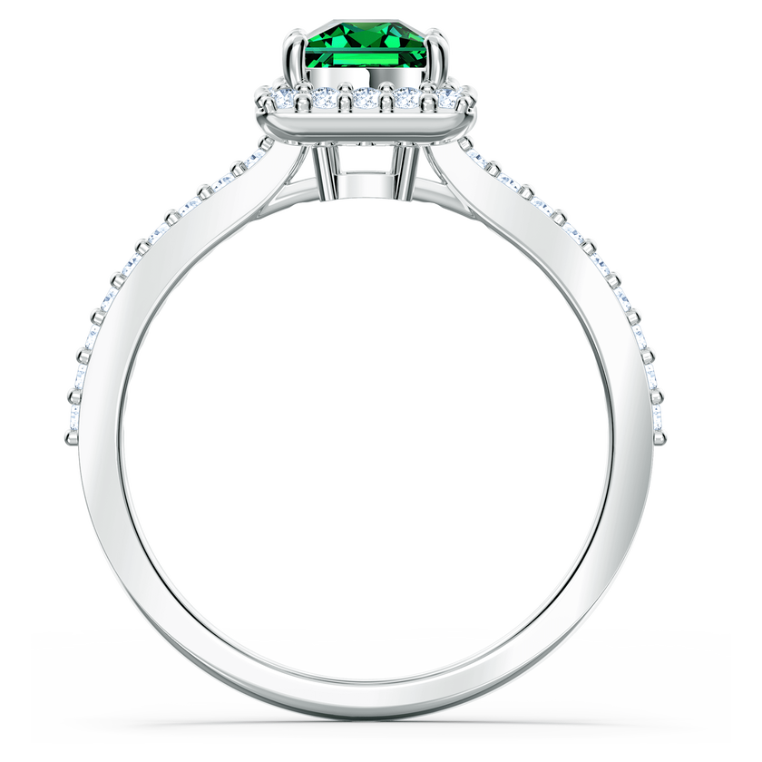 swarovski خاتم angelic مستطيل، لون أخضر، طلاء روديوم