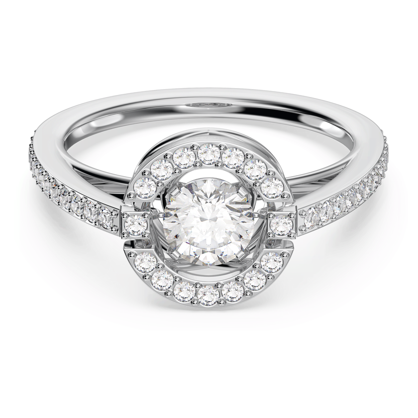 swarovski خاتم sparkling dance دائري، لون أبيض، طلاء روديوم