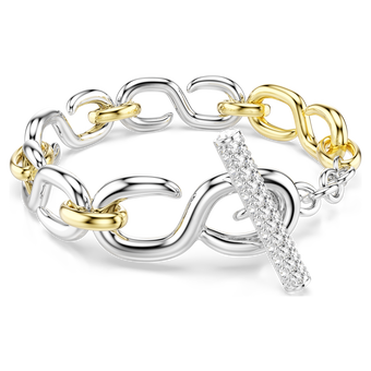 swarovski سوار dextera، قطع مستدير، قفل على شكل حرف t، لون أبيض، لمسة نهائية من معادن مختلطة