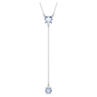 swarovski attract y necklace round cut blue rhodium plated