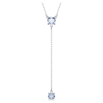 swarovski عقد attract على شكل حرف y، قطع مستدير، لون أزرق، طلاء روديوم