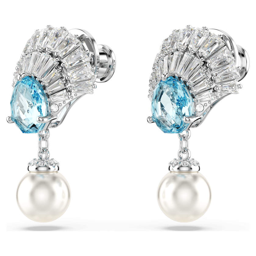 swarovski أقراط متدلية idyllia، على شكل صدفة، لون أزرق، طلاء روديوم