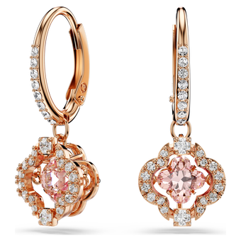 swarovski أقراط متدلية una، على شكل زهرة البرسيم، لون وردي، طلاء ذهبي وردي