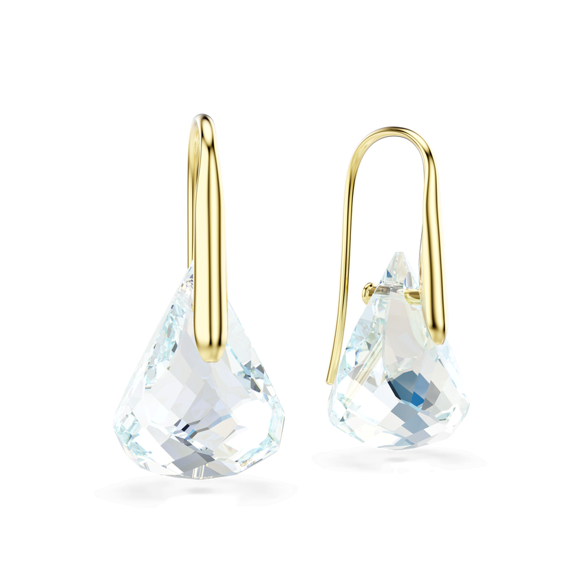 swarovski أقراط متدلية lunar، قطع بيضاوي، لون أبيض، لمسة نهائية من الذهب عيار 18 قيراط