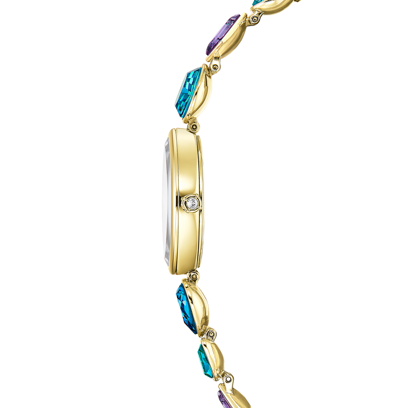 swarovski ساعة gema، سوار كريستال، لون ذهبي، لمسة نهائية باللون الذهبي