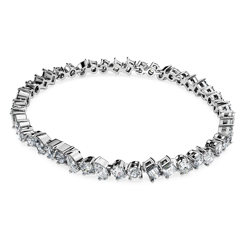 swarovski سوار تنس galaxy، ألماس مُصنع في المختبر بإجمالي 5 قيراط، أشكال متنوعة، ذهب أبيض عيار 18