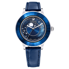 ساعة Octea Lux Moon، حزام جلد، لون أزرق داكن، ستانلس ستيل