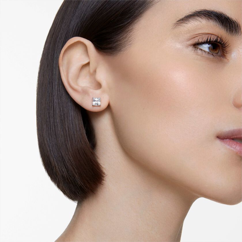 swarovski أقراط attract للأذن المثقوبة، لون أبيض، طلاء روديوم