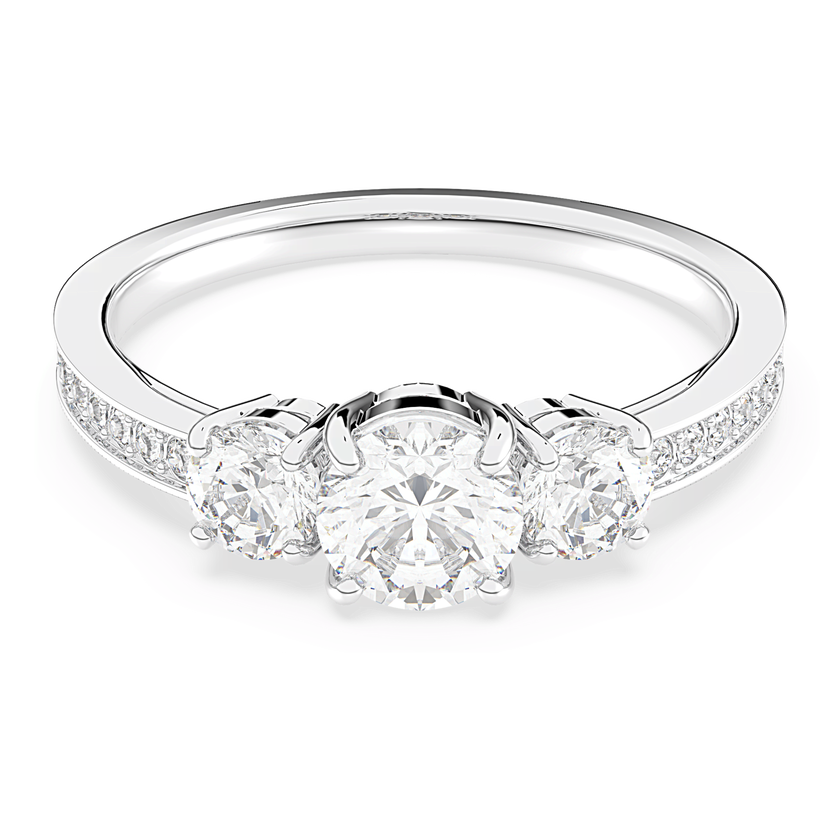 swarovski خاتم attract trilogy دائري،  لون أبيض،  طلاء روديوم