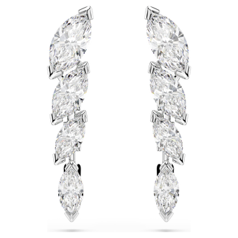 swarovski أقراط mesmera، قطع ماركيز، لون أبيض، طلاء روديوم