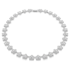 عقد ariana grande x swarovski، قطع مستدير، شكل زهرة، لون أبيض، طلاء روديوم