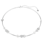 swarovski عقد idyllia، شكل قلب وسهم، لون أبيض، طلاء روديوم