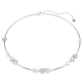 swarovski عقد idyllia، شكل قلب وسهم، لون أبيض، طلاء روديوم