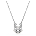 swarovski قلادة symbolica، لآلئ كريستال، قطع مستدير، أحجار كريستال صغيرة متراصة، شكل حدوة حصان، لون أبيض، طلاء روديوم