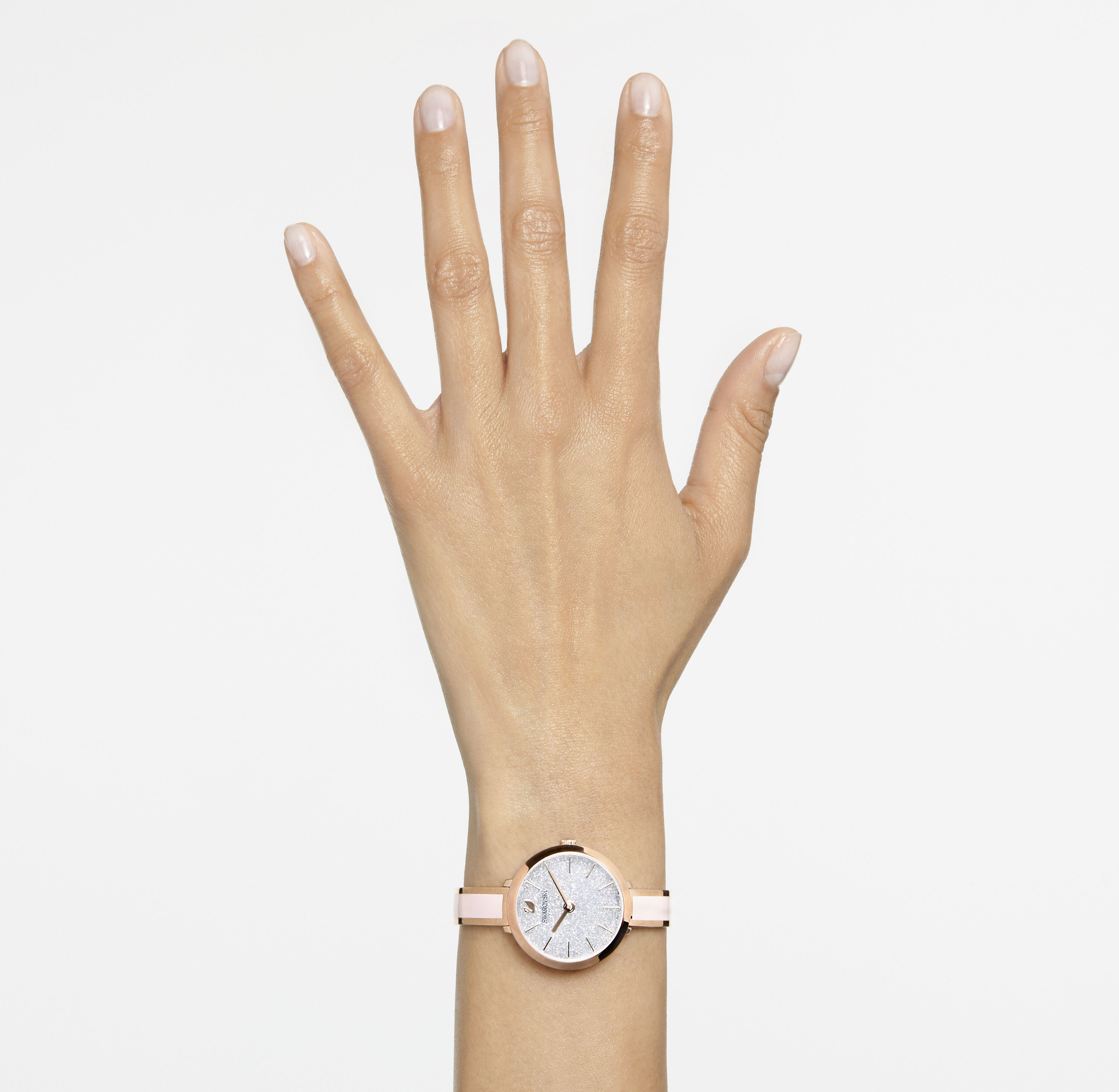 swarovski ساعة crystalline delight، سوار معدني، لون وردي، لمسة نهائية باللون الذهبي الوردي