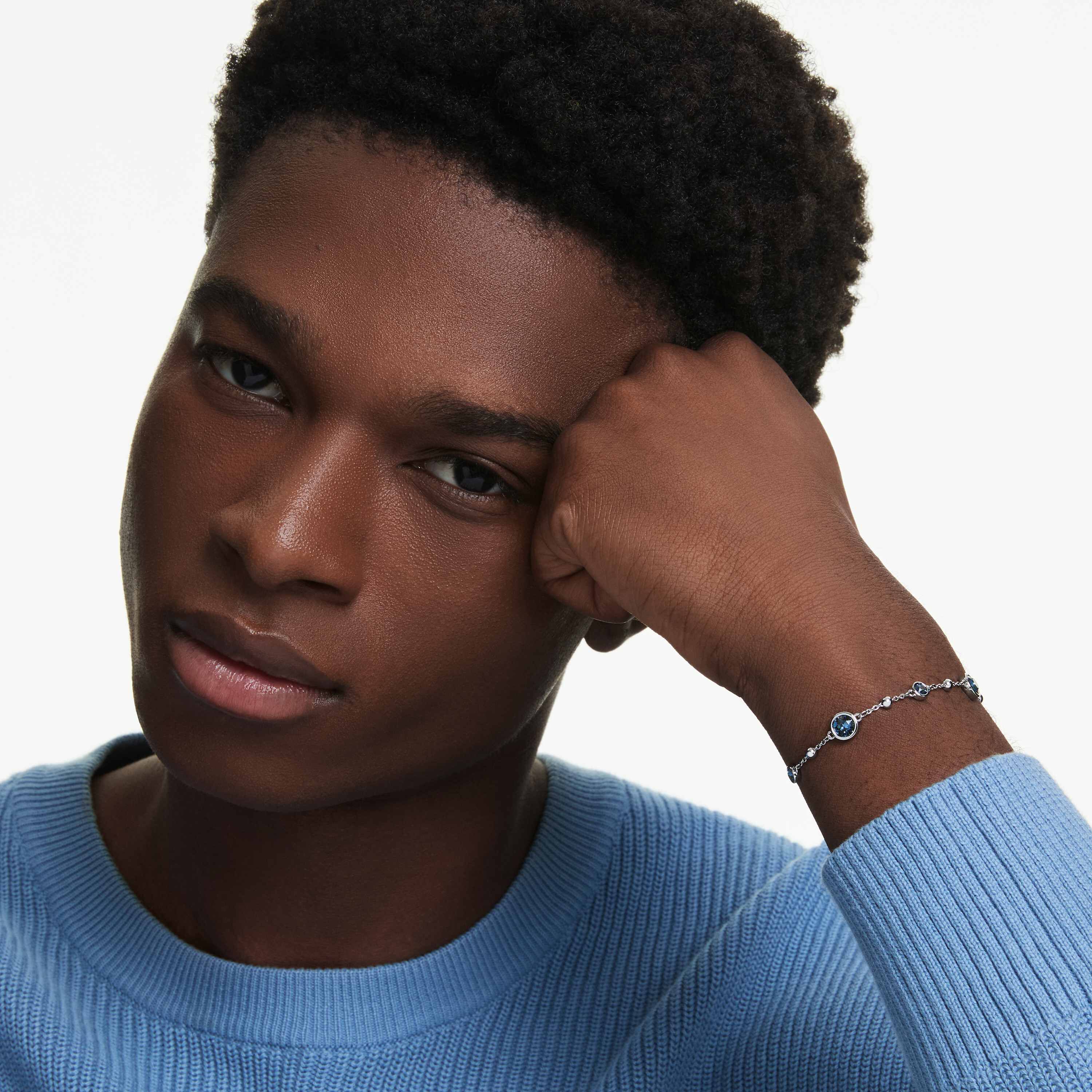 swarovski سوار imber، قطع مستدير، لون أزرق، طلاء روديوم