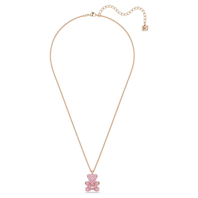 swarovski قلادة teddy، لون وردي، طلاء ذهبي وردي