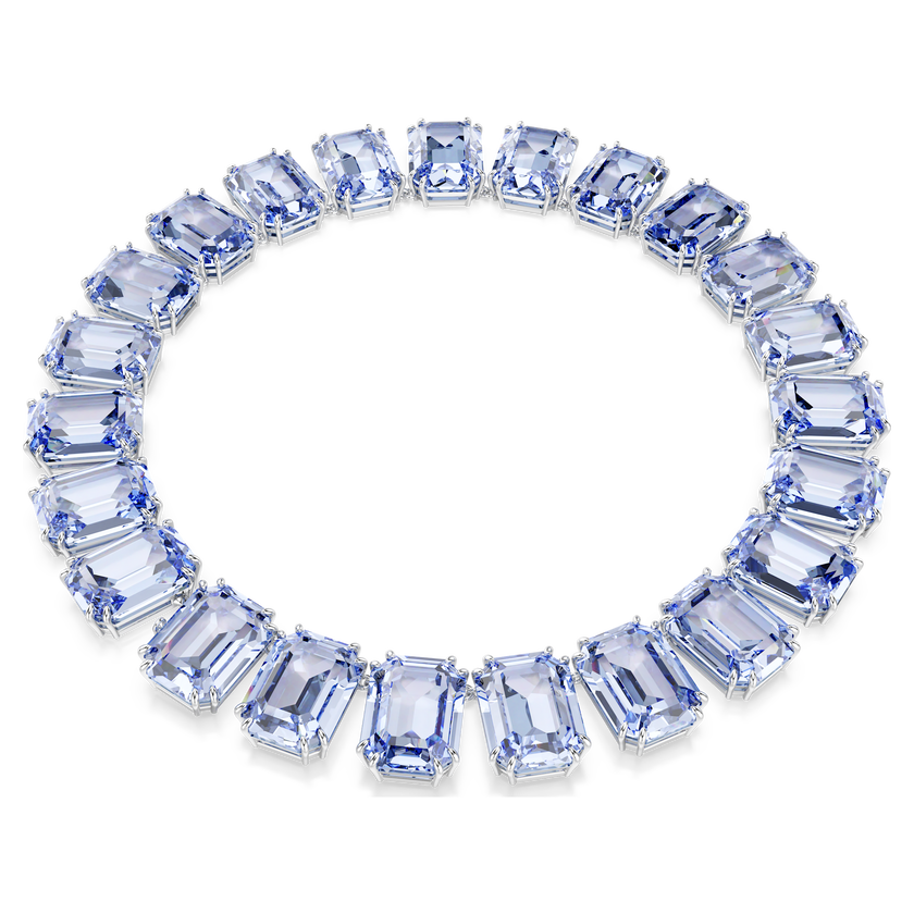swarovski عقد millenia tennis، قطع مثمن، لون أزرق، طلاء روديوم