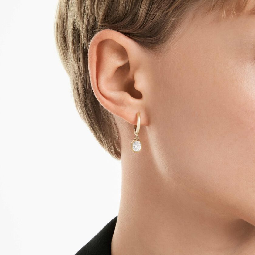 swarovski أقراط متدلية octagon، ألماس مُصنع في المختبر إجمالي 1 0 قيراط، شكل ثماني، ذهب أصفر عيار 18 قيراط