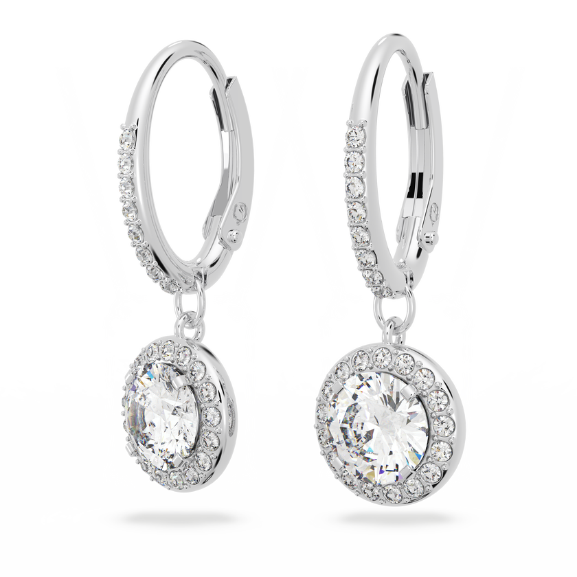swarovski أقراط attract متدلية للأذن المثقوبة، لون أبيض، طلاء روديوم