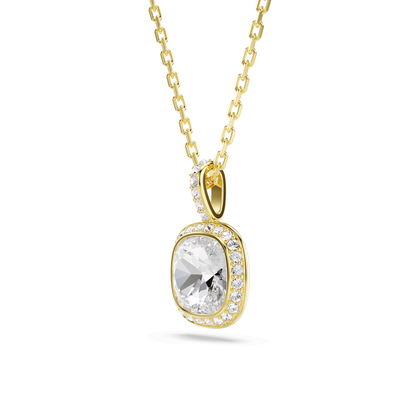 swarovski قلادة una angelic، قطع الوسادة، لون أبيض، لمسة نهائية من الذهب عيار 18 قيراط
