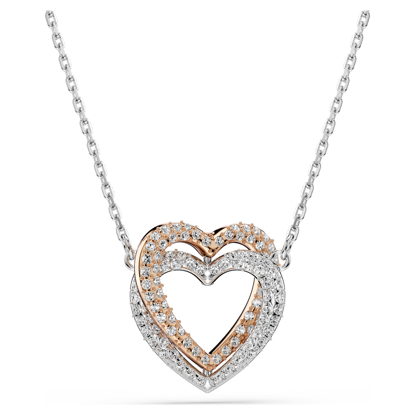 swarovski عقد hyperbola، قطع مُستدير، قلب، لون أبيض، لمسة نهائية من معادن مختلطة